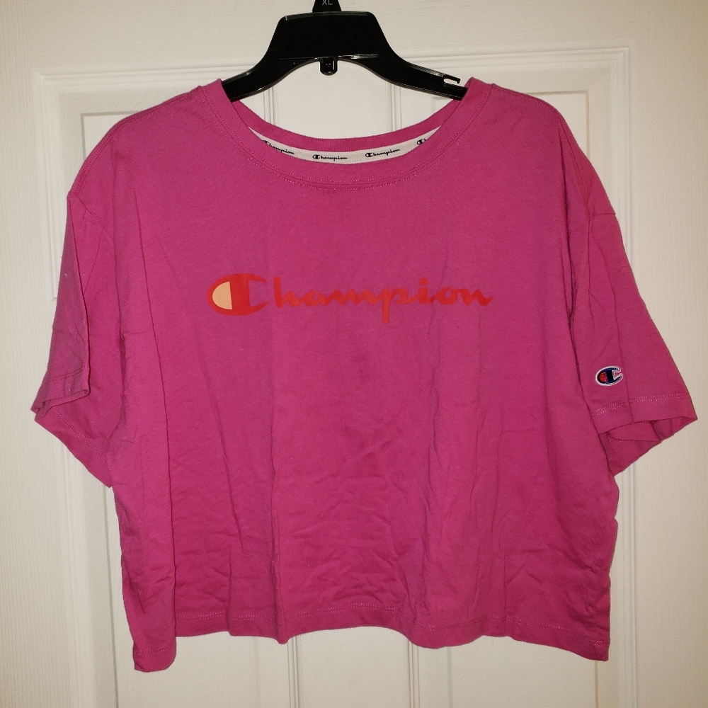 Pink Champion Crop Top Tee Shirt